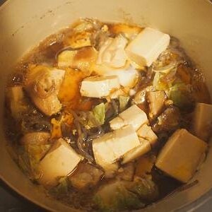 白菜、しらたき、豆腐のすき焼きのたれ煮